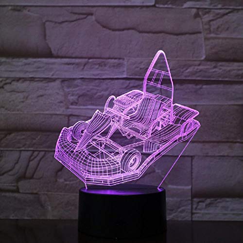 Led 3D Go-Kart Modeling Night Lights Kids Touch Button Lighting Decoración Creativa Para El Hogar 16 Millones Colores Que Cambian La Lámpara Del Coche De Karting,Control De Color A Través De Bluetooth