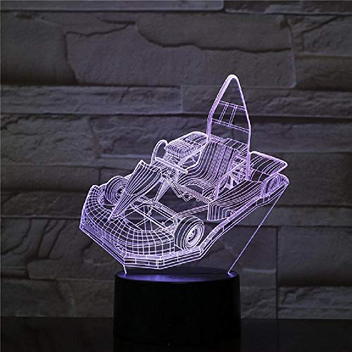 Led 3D Go-Kart Modeling Night Lights Kids Touch Button Lighting Decoración Creativa Para El Hogar 7 Colores Que Cambian La Lámpara Del Coche De Karting