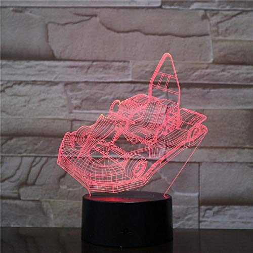 Led 3D Go-Kart Modeling Night Lights Kids Touch Button Lighting Decoración Creativa Para El Hogar 7 Colores Que Cambian La Lámpara Del Coche De Karting