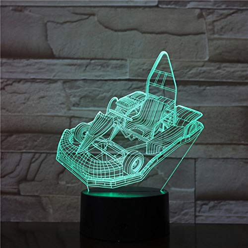 Led 3d Go Kart Modeling Night Lights,iluminación táctil para niños Decoración creativa para el hogar 7 colores que cambian la lámpara del coche de Karting