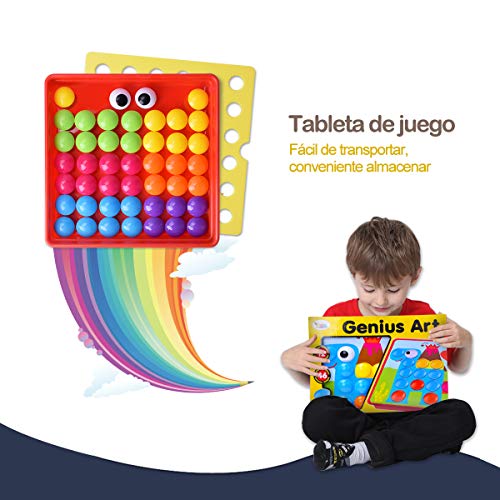 LEEHUR Puzzle 3D Mosaico Infantiles de Fichas, Juguete Educativo de Primera Infancia para Crear Multiples Combinacones y Distinguir Color para Niños - 46 Piezas