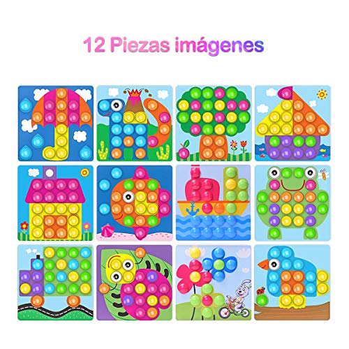 LEEHUR Puzzle 3D Mosaico Infantiles de Fichas, Juguete Educativo de Primera Infancia para Crear Multiples Combinacones y Distinguir Color para Niños - 46 Piezas