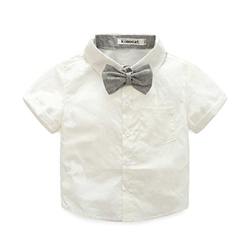 LEHOUR Bebés 2Pcs Trajes de Bautizo Camisa Bowtie Top + Tirantes Shorts Correa, Niños Formales Fiesta Outfit Gentleman Clothing Sets 0-24 M