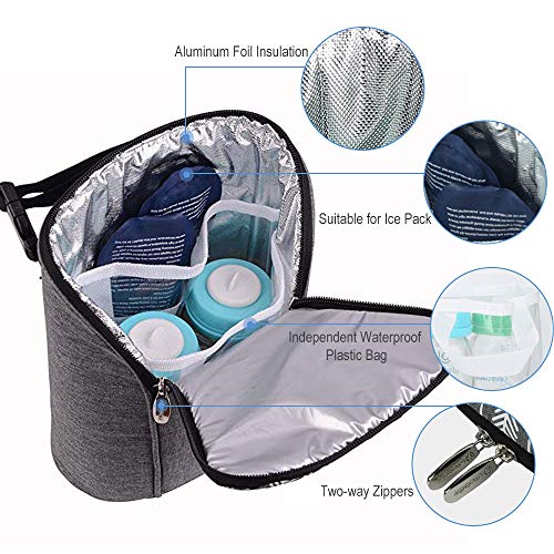 Lekebaby Biberón doble Bolsa isotérmica para biberón, Bolsa Isotermica Bebe Bolso Portátil de Biberón, Gris