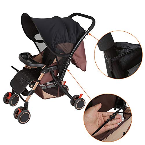 LEMESO Parasol Carrito Bebe Infantil Parasol para Silla de Paseo Sombrilla Carrito Bebe Universal Negro Protector Solar