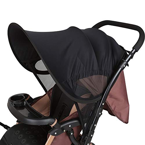 LEMESO Parasol Carrito Bebe Infantil Parasol para Silla de Paseo Sombrilla Carrito Bebe Universal Negro Protector Solar