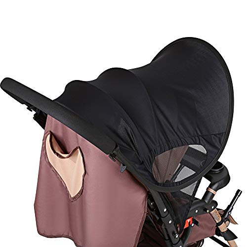 LEMESO Parasol Carrito Bebe Infantil Parasol para Silla de Paseo Sombrilla Carrito Bebe Universal Negro Protector Solar