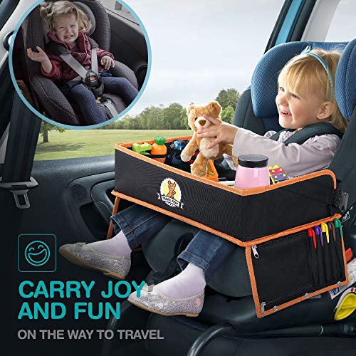 LENBEST Mesa para Niños en la Asiento de Coche, Tablero Impermeable del Coche, Dos Formas de Usar - 42.5x32.5x12cm, Bandeja de Coche y Cochecito y Avión (Juego de Papel de Dibujo Educativo Extra)