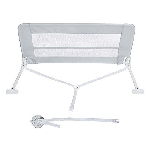 Leogreen - Barandilla de Seguridad para Cama de Bebés y Niños Pequeños, Barrera de Cama Plegable, 1,02 Metro(s), Gris, Material: Tela de nylon