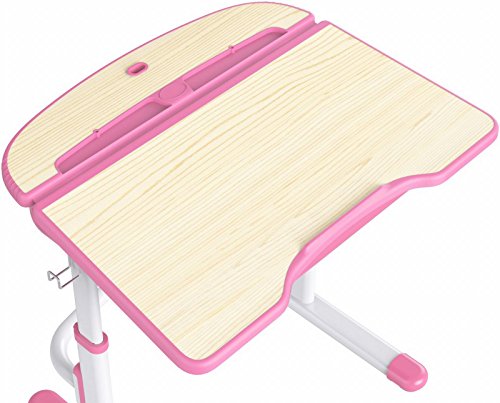 Leomark Smart Escritorio Para Niños Escritorio Silla Regulable Escritorio Cajón Para Dibujar Hacer Geberes y Manualidades  Altura Regulable Lámpara Led Mesa Inclinable Muebles Para Niños Rosa