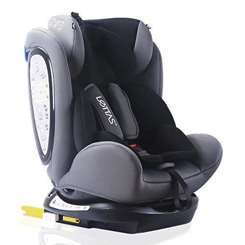 LETTAS Silla de Coche con isofix, Grupos 0+1/2/3 (0-36 kg, 0-12 años)-Negro