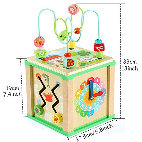 Lewo Cubo de Actividad de Madera Laberinto de Cuentas Clasificador de Formas Juguetes Educativos para Niños Pequeños