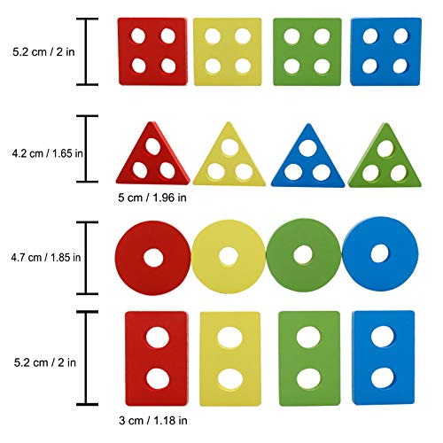 Lewo Juguetes educativos para niños de Madera Formas geométricas Tablero para apilar y clasificar
