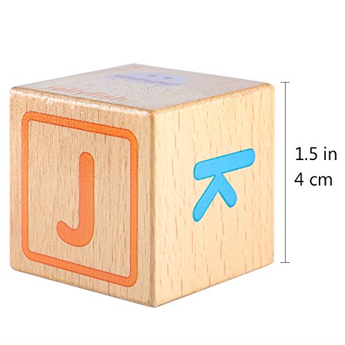 Lewo Rompecabezas de Madera Bloques de ABC Juegos de Construcción  Extra Grande 26 PCS Conjunto de Bloques de Letras del Alfabeto Montessori Juguetes Educativos para Niños Pequeños