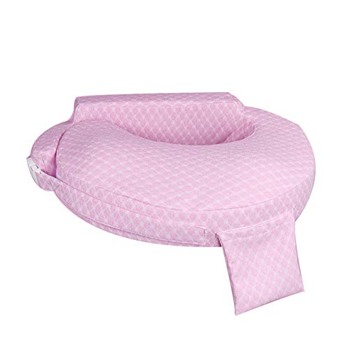 LG&S Almohada bebé lactante, Maternidad Apoyo a la Lactancia, Alimentación Ajustable Cojín Almohada con Bolsa de Almacenamiento para bebés de 0-12 Meses,Rosado