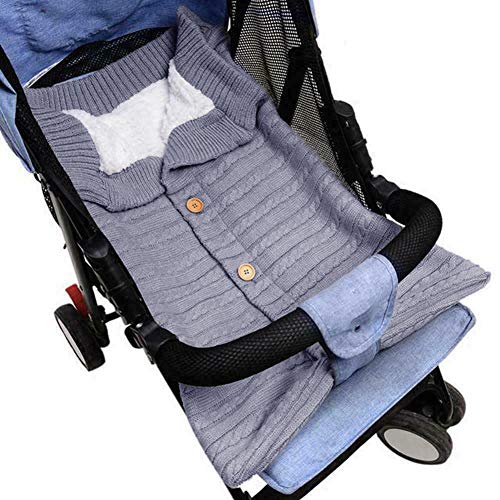 Libershine - Saco de Dormir de Punto Felpa, Unisex Swaddle Manta para con forro polar de Bebé Recién Nacido de 0-18 Meses para Cochecito Invierno Caliente Cómodo Asiento de Bebé