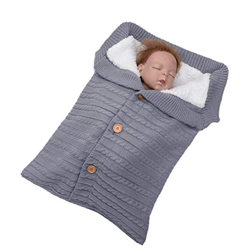 Libershine - Saco de Dormir de Punto Felpa, Unisex Swaddle Manta para con forro polar de Bebé Recién Nacido de 0-18 Meses para Cochecito Invierno Caliente Cómodo Asiento de Bebé