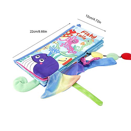 Libro de tela para bebés juguetes educativos con colas de animales para niños mayores de 3 meses(Sea World)