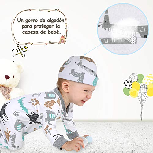 Lictin 6 Piezas Pijama para Bebé- Mameluco de Algodón con Cremallera con Puntos de Pegamento Antideslizantes para Pies, Pintura de Animal para Bebes de 0-3 Meses,3-6 Meses,6-10 Meses (L(6-10 Meses))