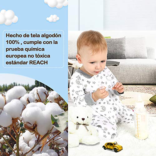 Lictin 6 Piezas Pijama para Bebé- Mameluco de Algodón con Cremallera con Puntos de Pegamento Antideslizantes para Pies,Pintura de Estrella para Bebes de 0-10 Meses (L(6-10 Meses))