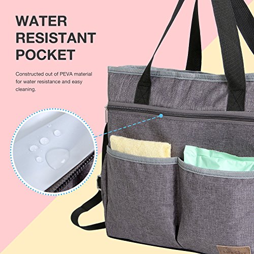 Lifewit Bolso de Cambiador para Bebé Pañales de Gran Capacidad Bolso Maternal Con Correa del Cochecito y para el Hombro, Gris