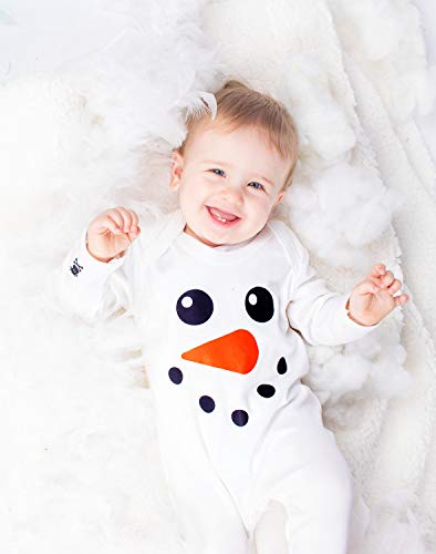 Lindo muñeco de nieve Baby para niño/de Navidad ropa de bebé/bebé de primera Navidad por diseño de vestido de Moo blanco blanco Talla:3-6 meses