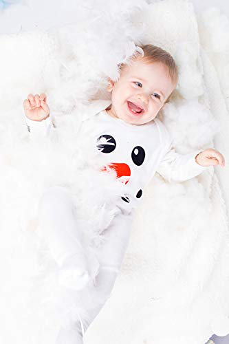 Lindo muñeco de nieve Baby para niño/de Navidad ropa de bebé/bebé de primera Navidad por diseño de vestido de Moo blanco blanco Talla:3-6 meses