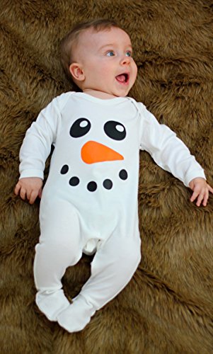 Lindo muñeco de nieve Baby para niño/de Navidad ropa de bebé/bebé de primera Navidad por diseño de vestido de Moo blanco blanco Talla:3-6 meses