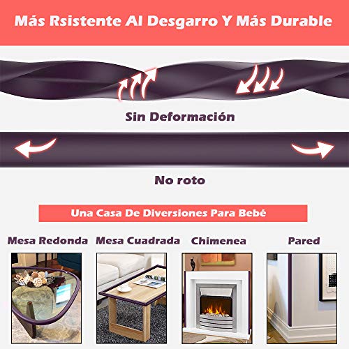 LinGear Kit Protector de Esquinas y Bordes Grueso para Bebés y Niños, 1 Rollo de 5m y Juego de 8 Cantos Protección Bebé en Casa No Tóxico para Mueble, Mesa, Esquina de Pared (Morado)