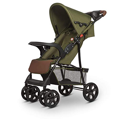 Lionelo Emma Plus - Cochecito de bebé ligero y moderno, pequeño, con posición reclinada, plegable (Forest Green)