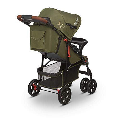 Lionelo Emma Plus - Cochecito de bebé ligero y moderno, pequeño, con posición reclinada, plegable (Forest Green)