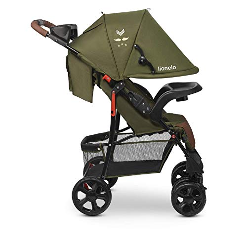 Lionelo Emma Plus - Cochecito de bebé ligero y moderno, pequeño, con posición reclinada, plegable (Forest Green)