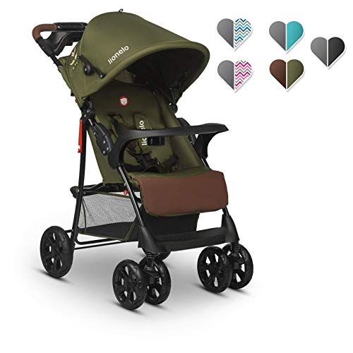 Lionelo Emma Plus - Cochecito de bebé ligero y moderno, pequeño, con posición reclinada, plegable (Forest Green)