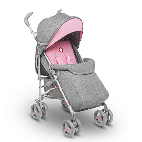 Lionelo LO-IRMA PINK Irma buggy - Carrito de viaje plegable con posición tumbada, 7 kg, color rosa