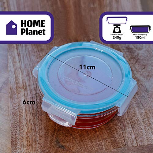 Little Home Planet® Set de 6 Contenedores de Alimentos para Bebe en Cristal | 2 Cucharas y Funda de Silicona | Cubiertos con Sello a presion | 97% embalaje de plástico eliminado | Libre de BPA Tapa