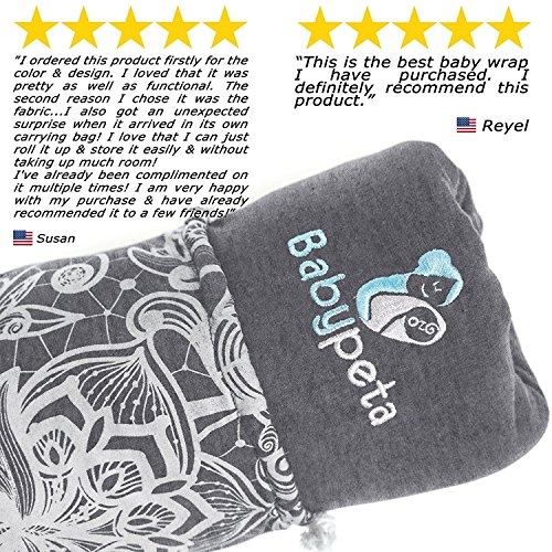 Lleva Tu Niño de Manera Segura & Inteligente – Fular de Babypeta – Fular Elástico Más Suave de Algodón/Spandex– Regalo para bebés – Bandolera Portabebé– El Recién Nacido Crece