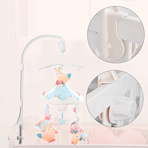 Locisne Soporte para cama de bebé Cuna Cuna Brazo móvil con caja de música mecánica y soporte extendido Soporte Tuerca Tornillo Cama sin juguetes para Baby Girl & Boy