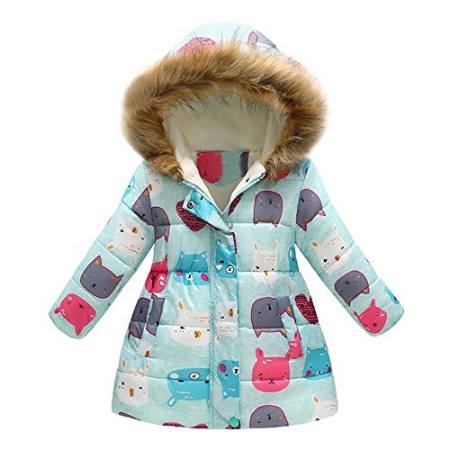 Logobeing Ropa Bebe Niña 2018 Ofertas Infantil Abrigo a Prueba de Viento con Capucha y Chaqueta de Invierno con Estampado de Dibujos Animados (2-3Años, Verde)