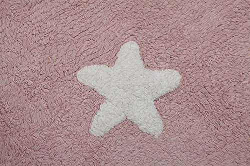 Lorena Canals - Alfombra infantil, diseño de estrellas, color blanco y rosa