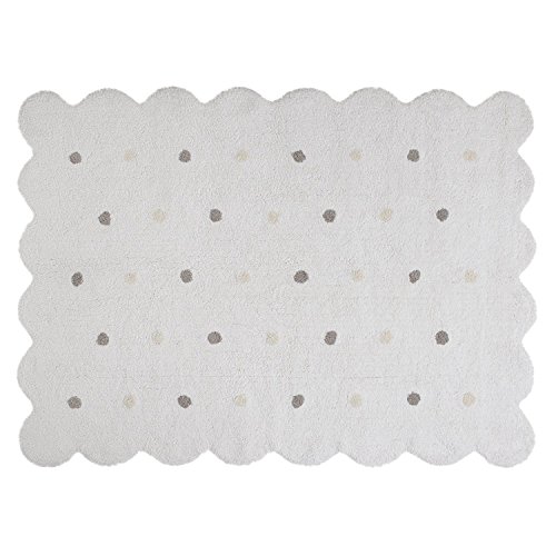 Lorena Canals Alfombra Infantil Lavable, Modelo Galleta, 120 x 160 cm, Blanca