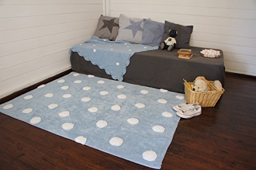 Lorena Canals Alfombra Infantil Lavable Modelo Topos Color Azul