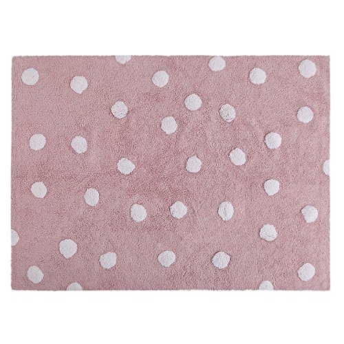 Lorena Canals Alfombra Infantil Lavable Modelo Topos, Color Rosa, 120x160 cm