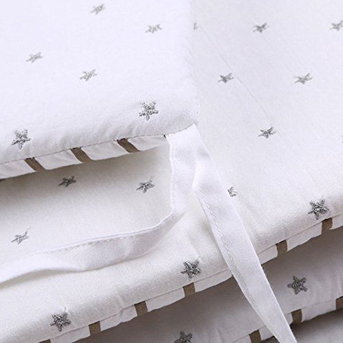 Lot de 6 pièces pour lit de bébé Zhaoke - En coton - Pour protéger bébé - Blanc avec étoiles - 30 x 30 cm