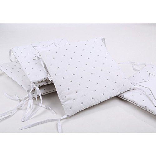 Lot de 6 pièces pour lit de bébé Zhaoke - En coton - Pour protéger bébé - Blanc avec étoiles - 30 x 30 cm