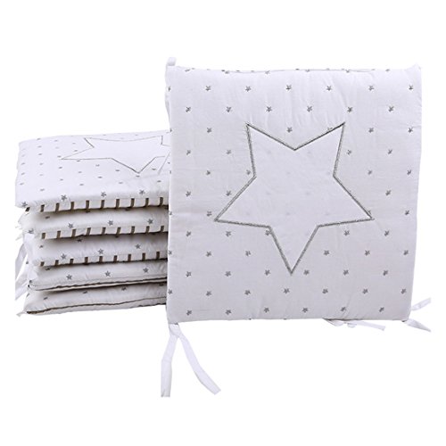 Lot de 6 pièces pour lit de bébé Zhaoke - En coton - Pour protéger bébé - Blanc avec étoiles - 30 x 30 cm