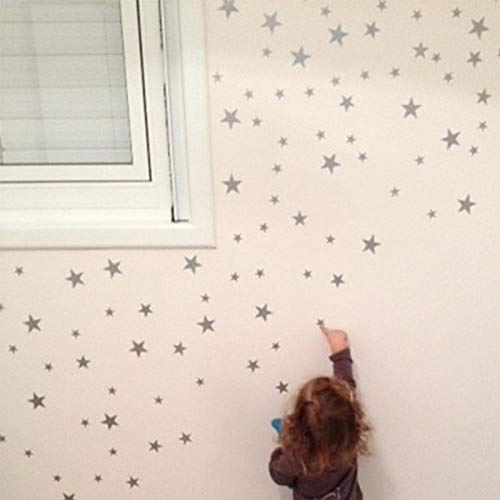 LSMYM Pegatina de pared Little Stars para habitación de niños Baby Nursery Bedroom Niños Home Dec Tatuajes de pared Art Kids Wall Sticker White 89pc