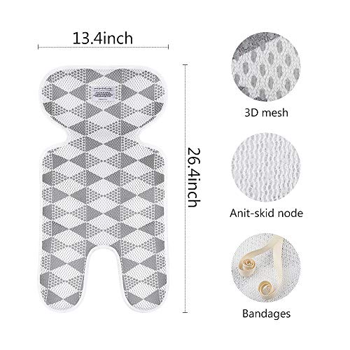 Luchild Colchoneta Silla Paseo Universal Colchoneta para Cochecito y Carro Bebe Transpirable Cojín Cómodo Respirable del Niño-Gris