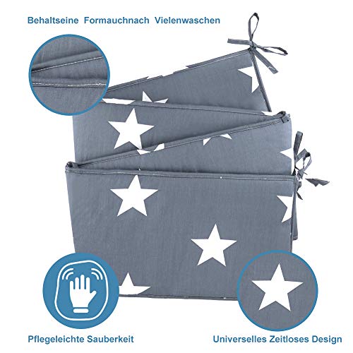 Luchild Protector de Cuna, 180cm Parachoques, Protector Cuna Chichonera para Proteger Bebe y Decorar la Cuna