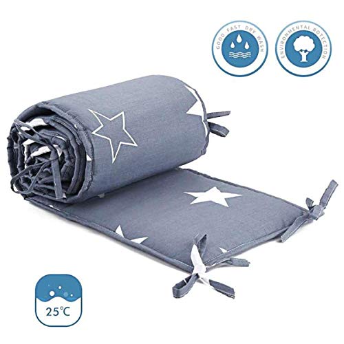 Luchild Protector de Cuna, 180cm Parachoques, Protector Cuna Chichonera para Proteger Bebe y Decorar la Cuna