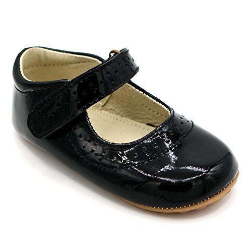 Lujoso diseño de Zapatos para bebé de Charol de Cuero Negro para Fiestas, Bodas y Eventos Especiales. Talla 20 EU